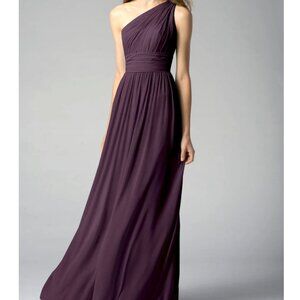 Watters Tamara One Shoulder Chiffon Plum Maxi Gown